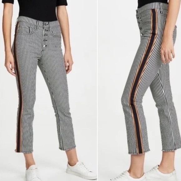Veronica Beard Pants - Veronica Beard Jeans Carolyn Baby Boot 10” striped button up